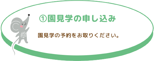 ①園見学の申し込み 園見学の予約をお取りください。